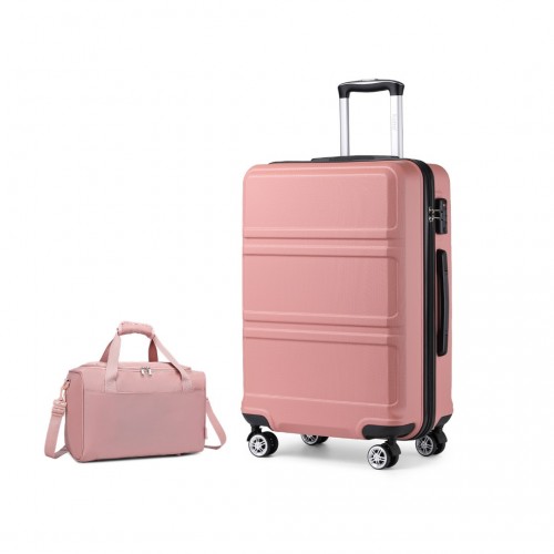 K1871-1L+EA2321 - Kono ABS 28 Inch Sculpted Horizontal Design 2 Piece Suitcase Set With Cabin Bag - Nude