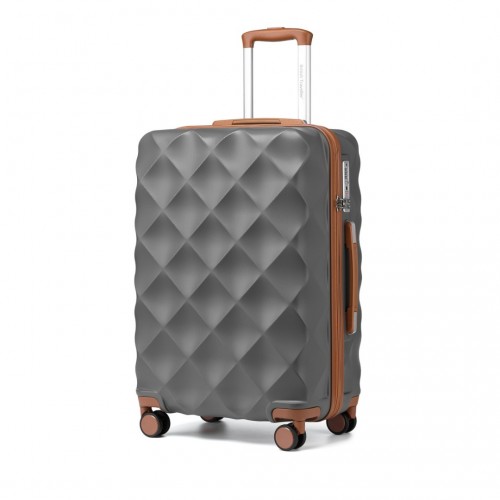 K2395L - British Traveller 28 Inch Ultralight ABS And Polycarbonate Bumpy Diamond Suitcase With TSA Lock - Grey And Brown