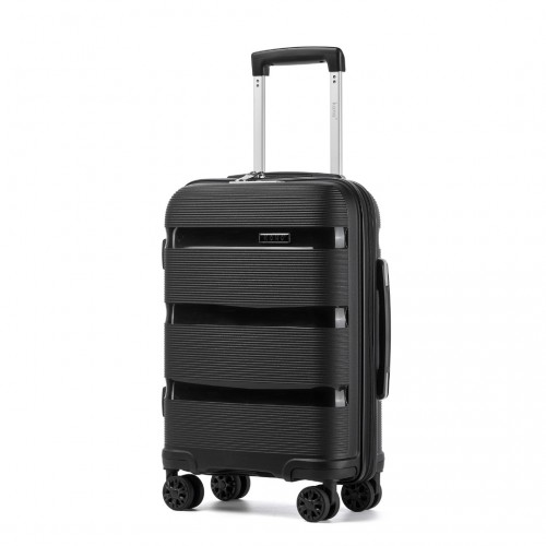 KSK2492 - Kono 19-Inch PP Hardshell Carry-On Suitcase–Lightweight Cabin Luggage with TSA Lock, 360° Silent Spinner Wheels - Black