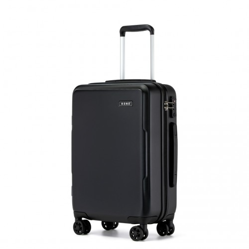KSK2494 - Kono 20 Inch Cabin Size Minimalist Hard Shell ABS+PC Carry-On Suitcase with TSA Lock 360° Spinner Wheels - Black